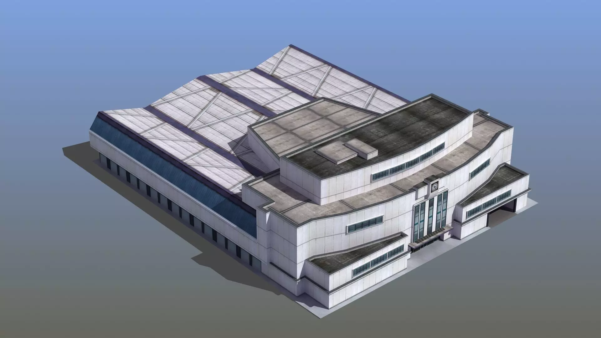 Bus Terminal Low-poly 3D model_0