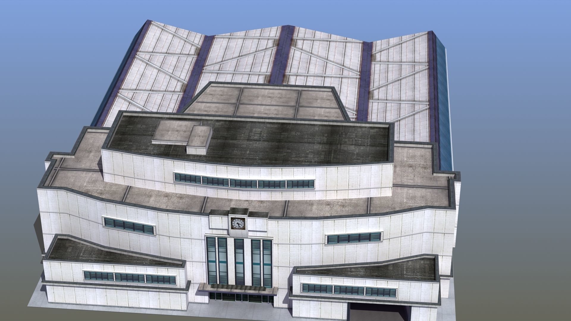 Bus Terminal Low-poly 3D model_1