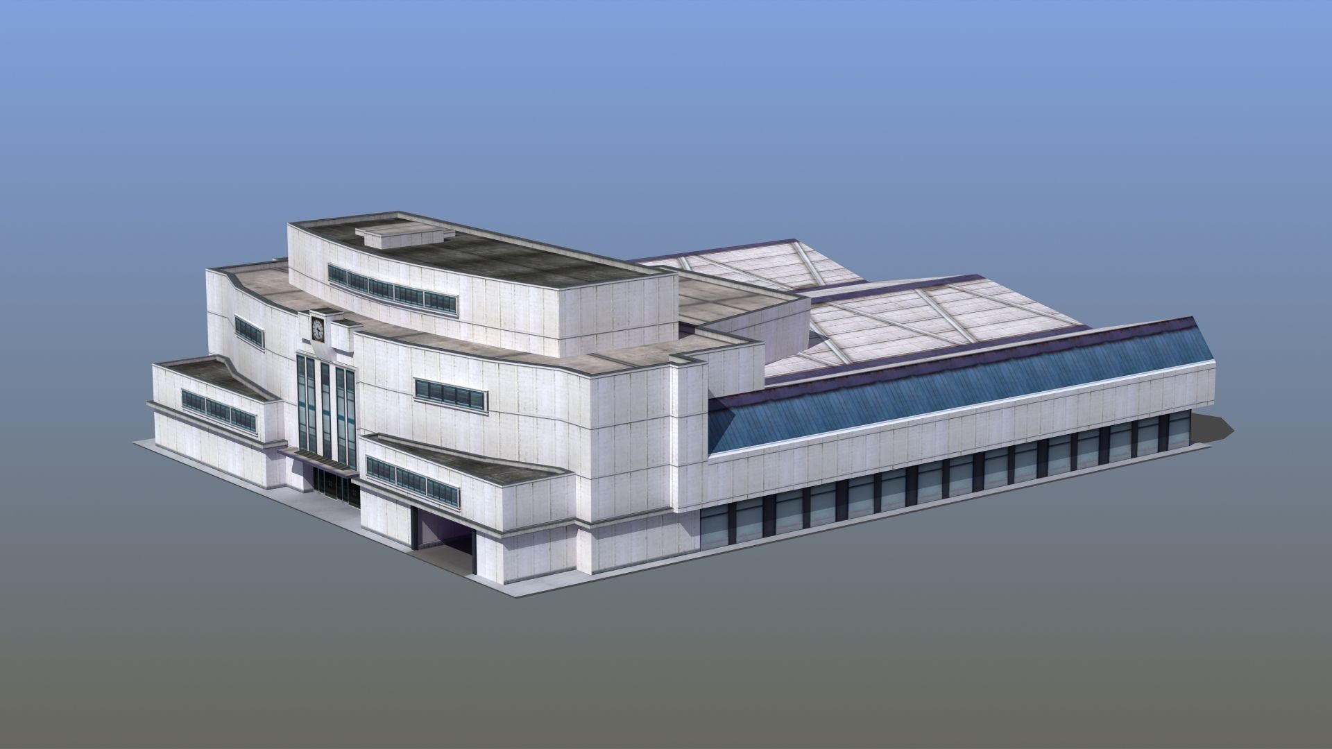 Bus Terminal Low-poly 3D model_2