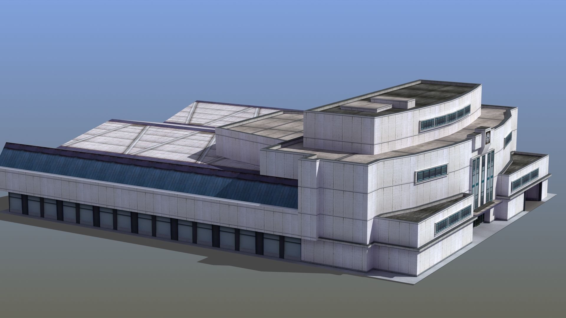 Bus Terminal Low-poly 3D model_8