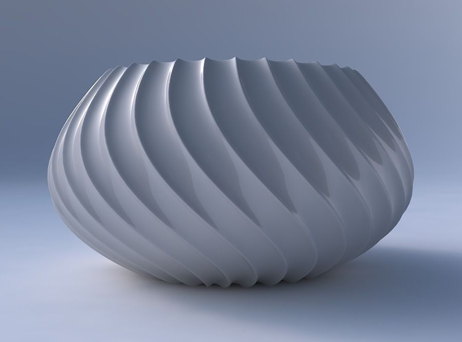 Bowl squeezed twisted with bent extruded lines 3D print model_4