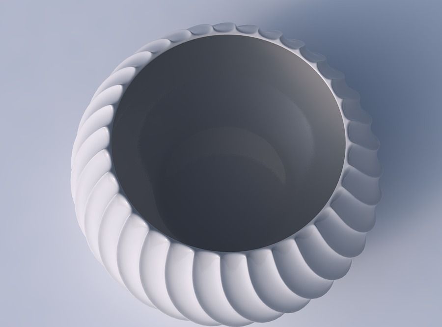 Bowl squeezed twisted with bent extruded lines 3D print model_2