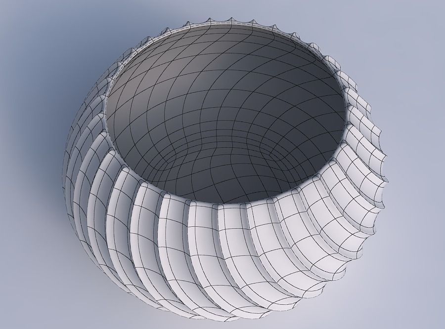 Bowl squeezed twisted with bent extruded lines 3D print model_6