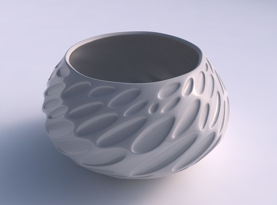 Bowl squeezed twisted with bubbles 3D print model_0