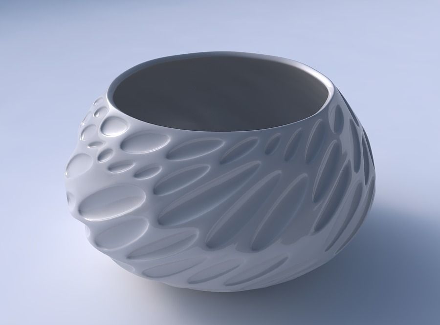 Bowl squeezed twisted with bubbles 3D print model_3