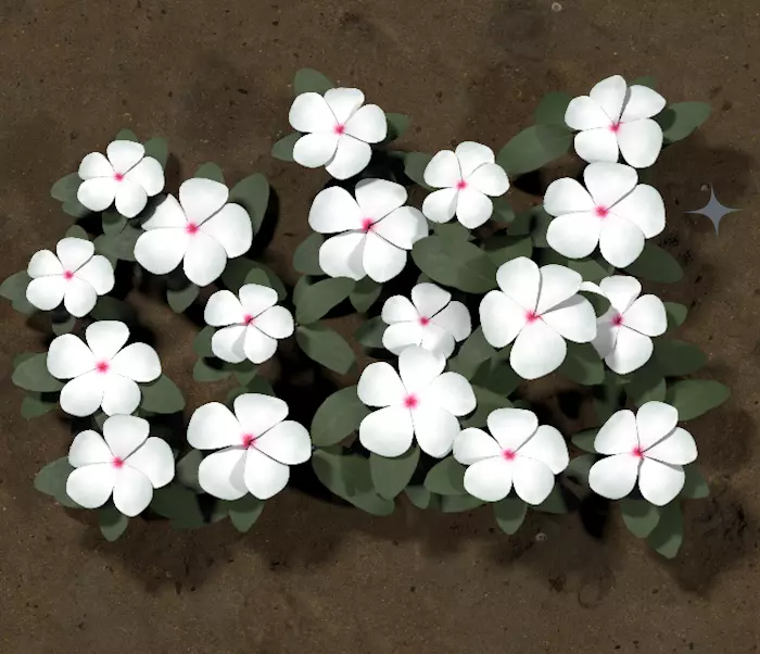 Ground Plants Flower White Vinca Free low-poly 3D model