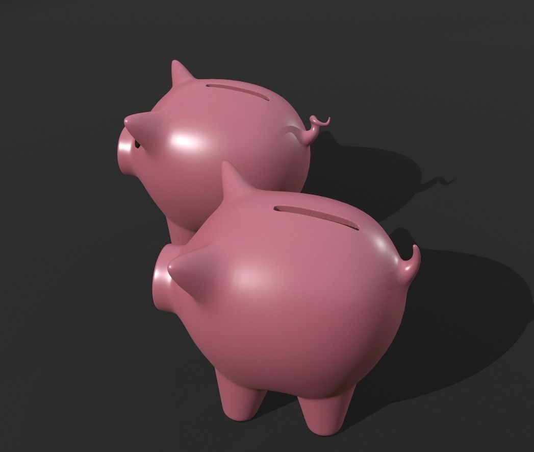 Money box pig Low-poly 3D model_2