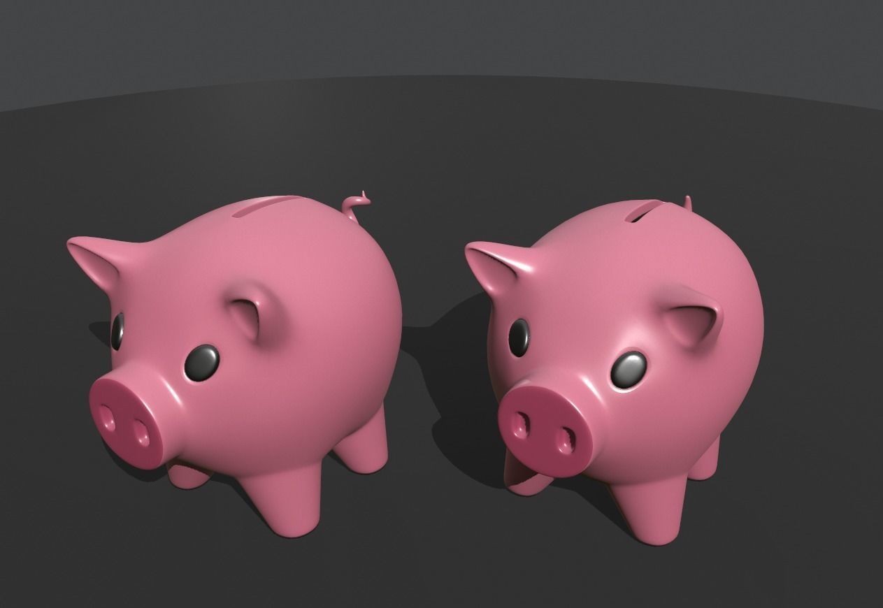 Money box pig Low-poly 3D model_0