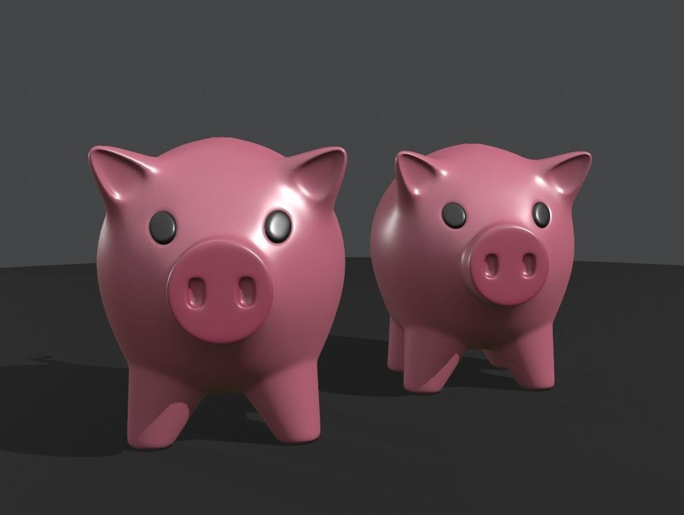 Money box pig Low-poly 3D model_1
