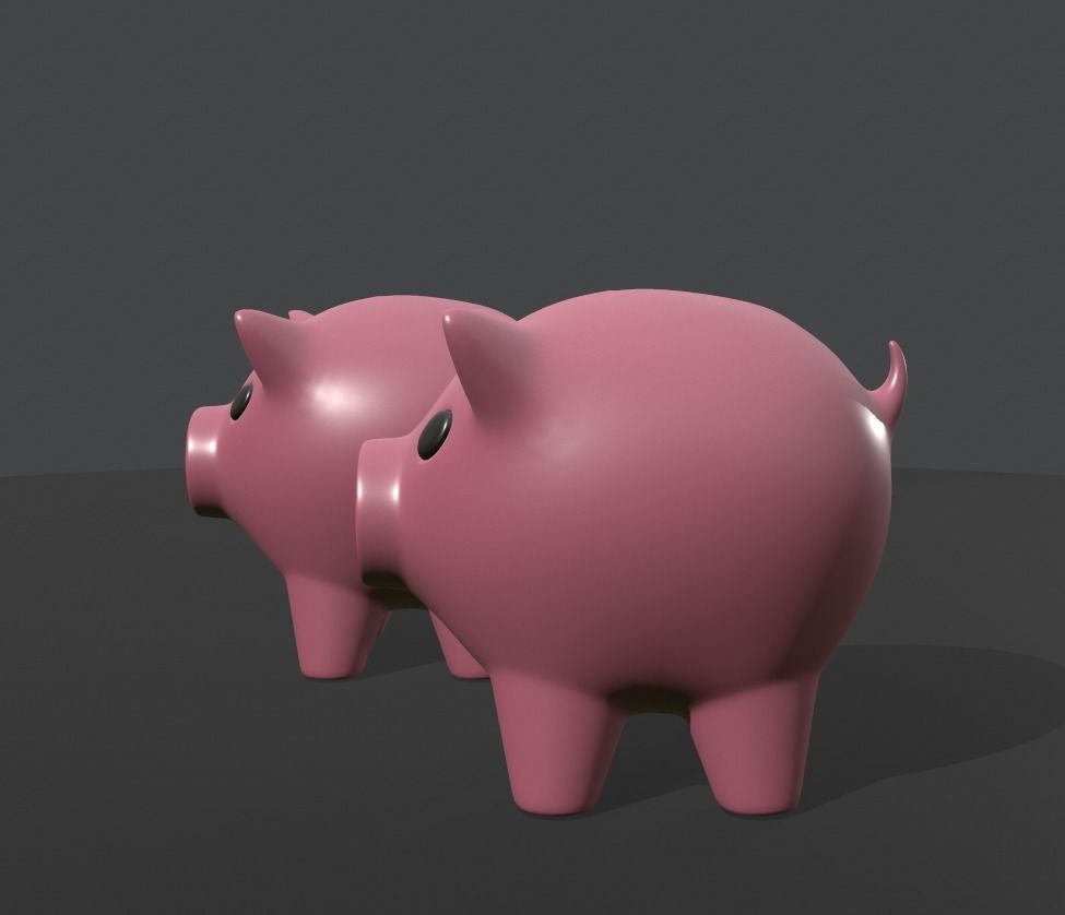 Money box pig Low-poly 3D model_3