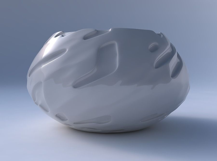 Bowl squeezed twisted with cavities smooth 3D print model_4
