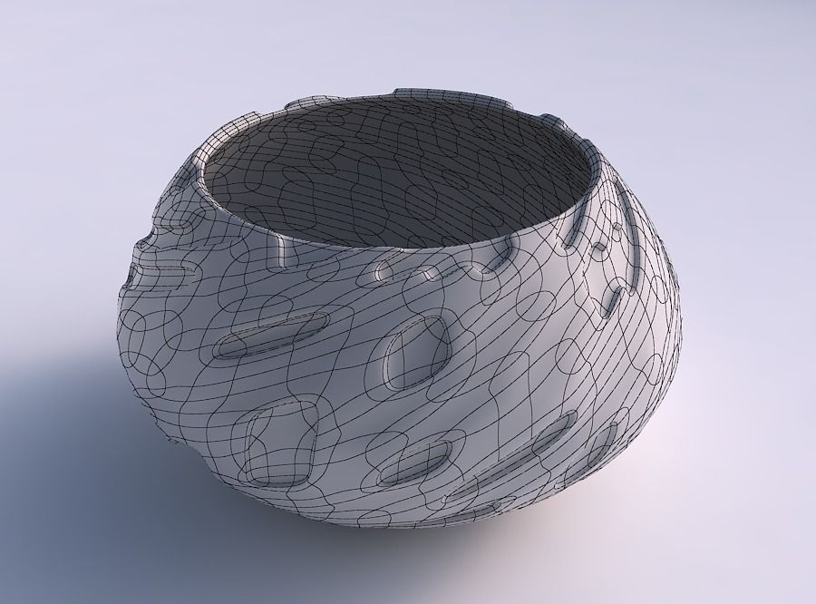 Bowl squeezed twisted with cavities smooth 3D print model_5