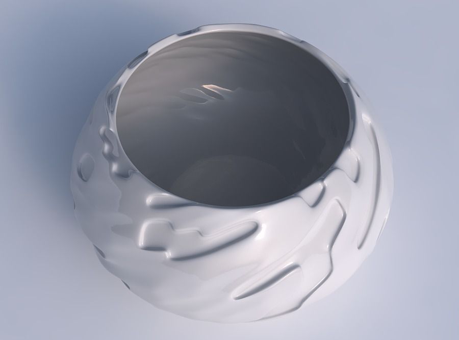 Bowl squeezed twisted with cavities smooth 3D print model_1