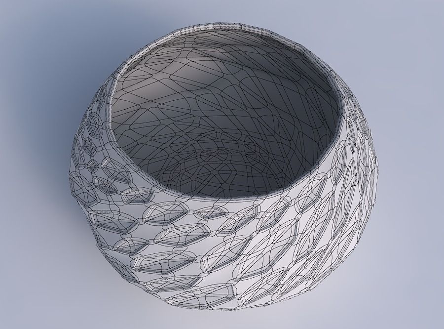 Bowl squeezed twisted with crystal dents 3D print model_6