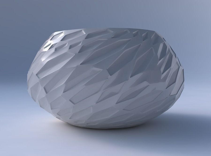Bowl squeezed twisted with crystal dents 3D print model_4