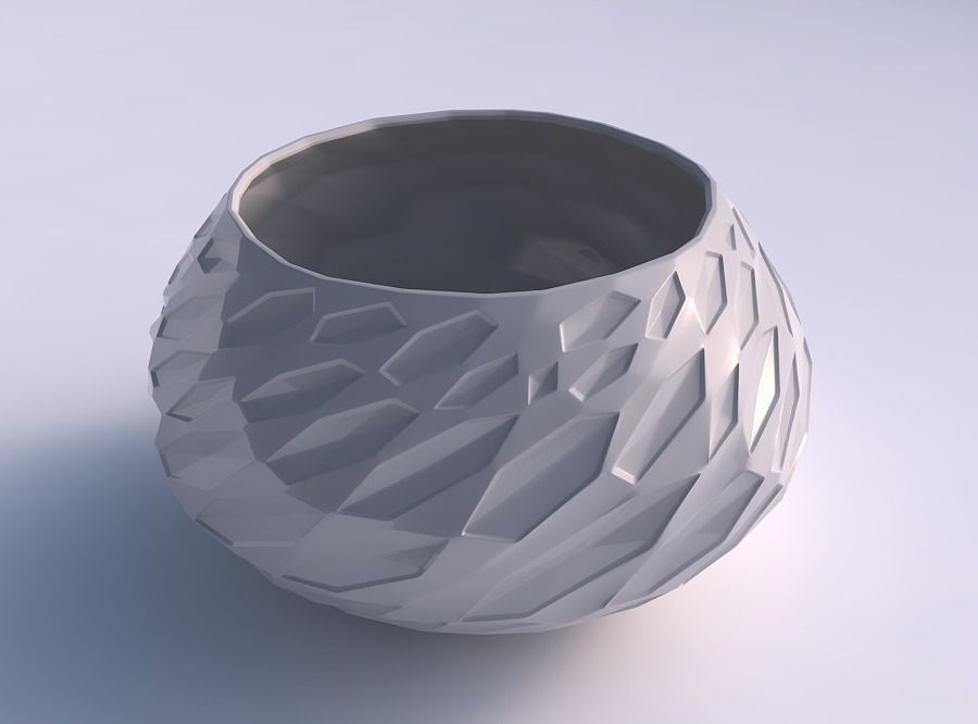 Bowl squeezed twisted with crystal dents 3D print model_0