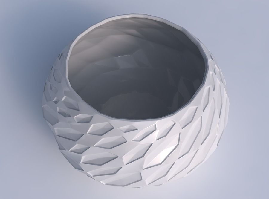 Bowl squeezed twisted with crystal dents 3D print model_1