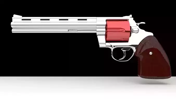 High Power Revolver Low-poly 3D model