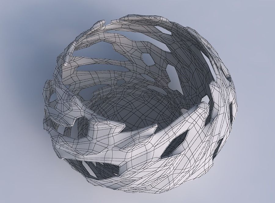 Bowl squeezed twisted with faceted cuts and bulges 3D print model_6