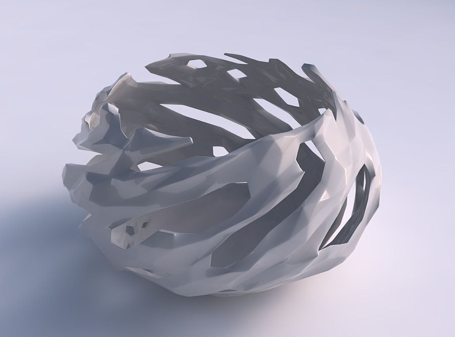 Bowl squeezed twisted with faceted cuts and bulges 3D print model_0