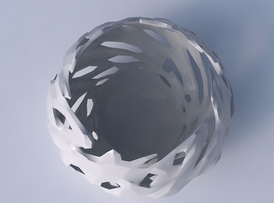 Bowl squeezed twisted with faceted cuts and bulges 3D print model_2