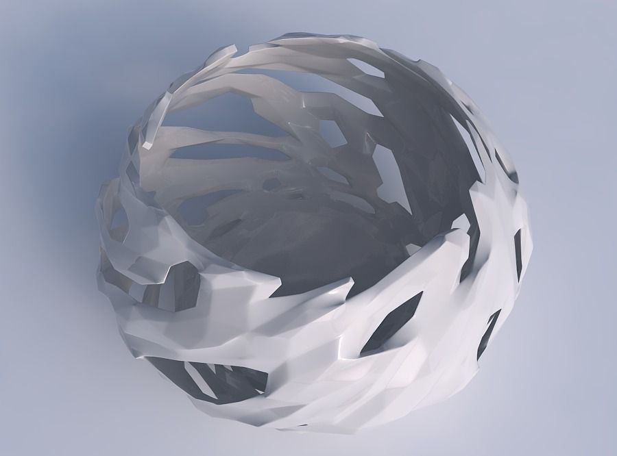 Bowl squeezed twisted with faceted cuts and bulges 3D print model_1