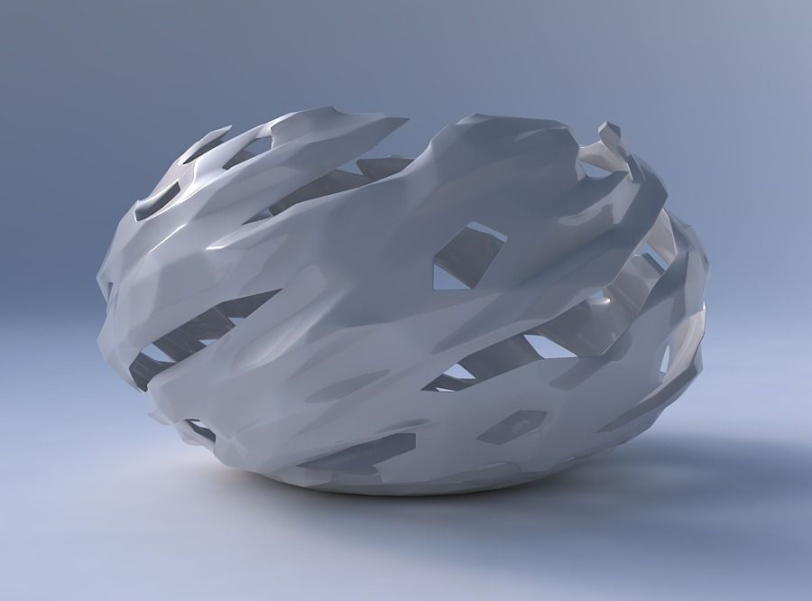 Bowl squeezed twisted with faceted cuts and bulges 3D print model_4