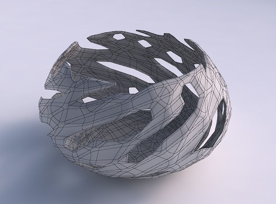 Bowl squeezed twisted with faceted cuts 3D print model_5