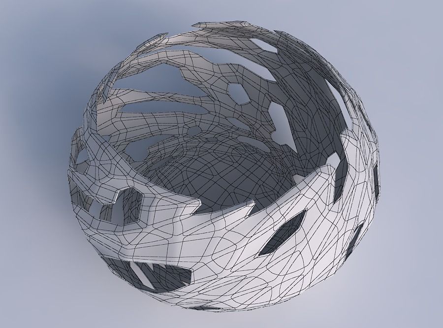 Bowl squeezed twisted with faceted cuts 3D print model_6