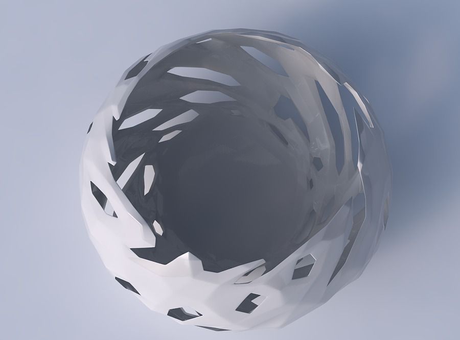 Bowl squeezed twisted with faceted cuts 3D print model_2