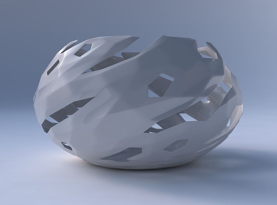 Bowl squeezed twisted with faceted cuts 3D print model_4