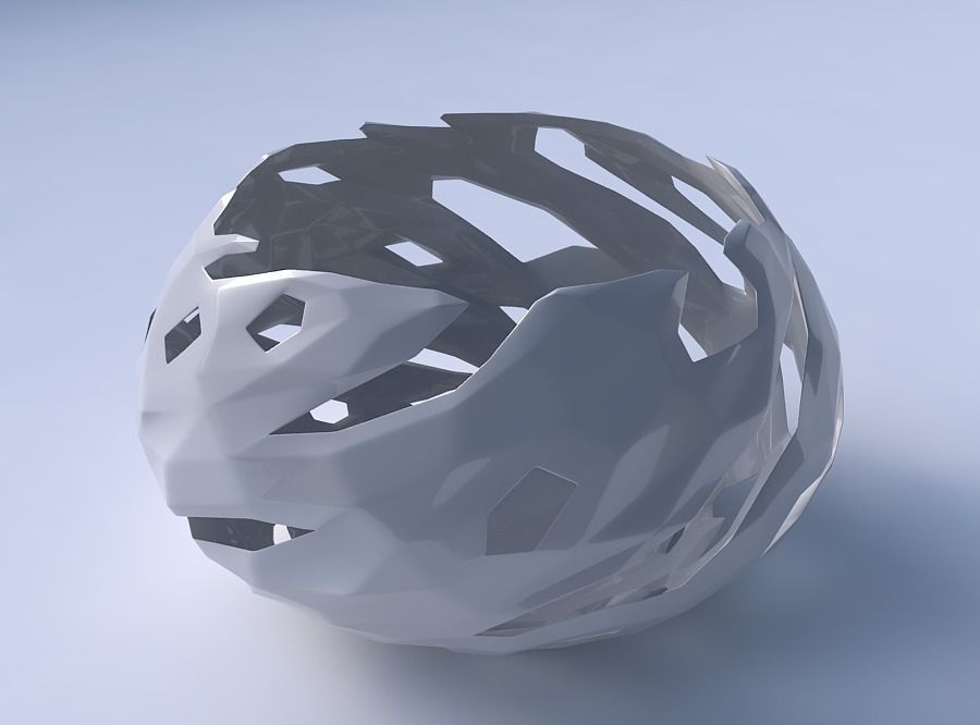 Bowl squeezed twisted with faceted cuts 3D print model_3