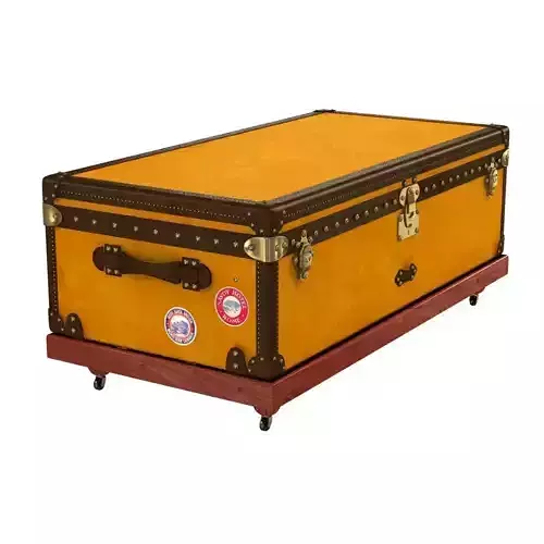 1900s Yellow Canvas Louis Vuitton Steamer Trunk 3D model