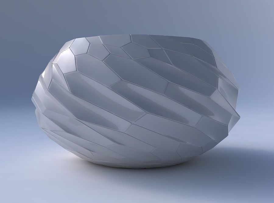 Bowl squeezed twisted with fine twisted organic cells 3D print model_4