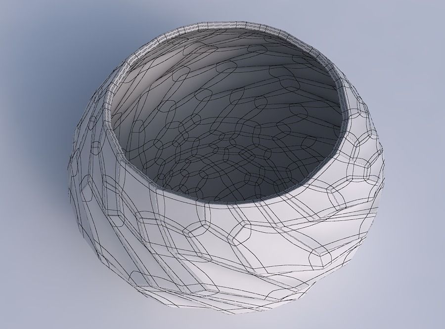 Bowl squeezed twisted with fine twisted organic cells 3D print model_6