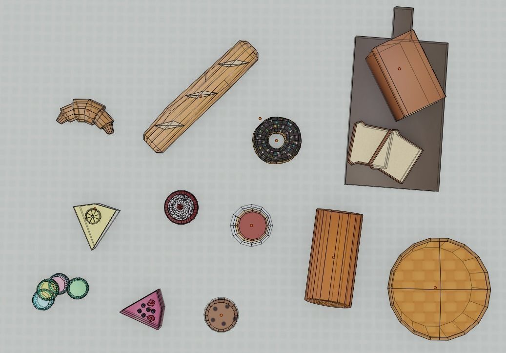 Bakery Set types of food Low-poly 3D model_6