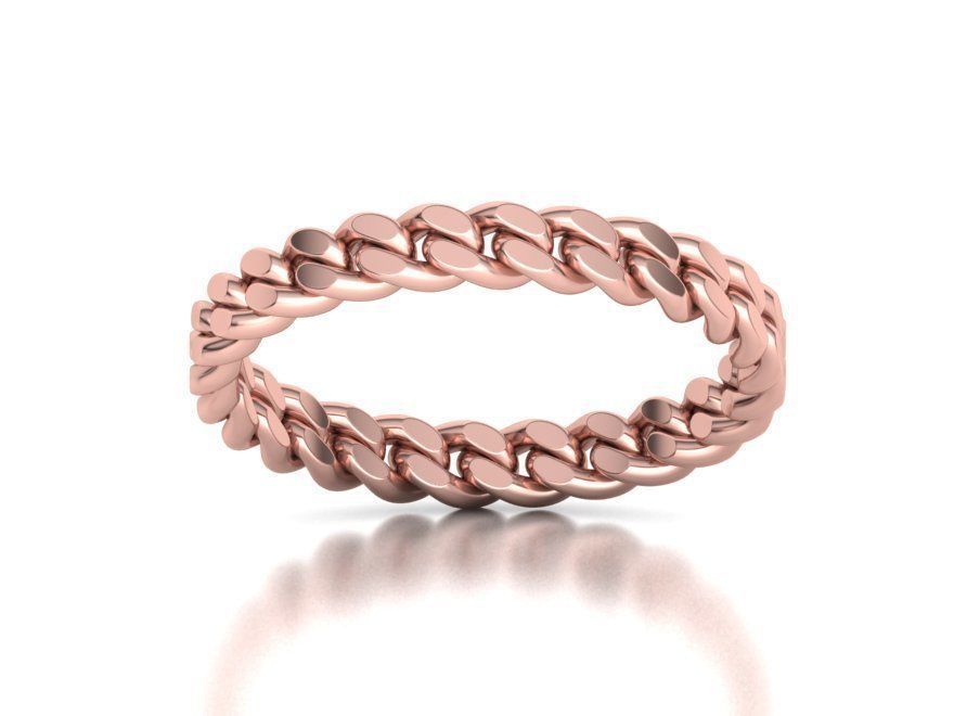 Miami Cuban Link Chain Ring Stackble Ring 3D print model_6