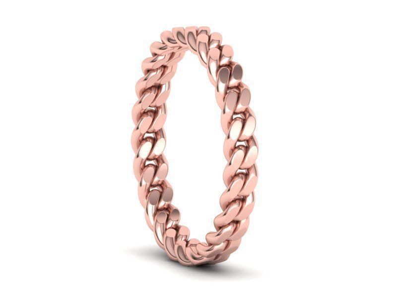 Miami Cuban Link Chain Ring Stackble Ring 3D print model_9