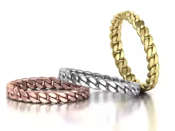 Miami Cuban Link Chain Ring Stackble Ring 3D print model