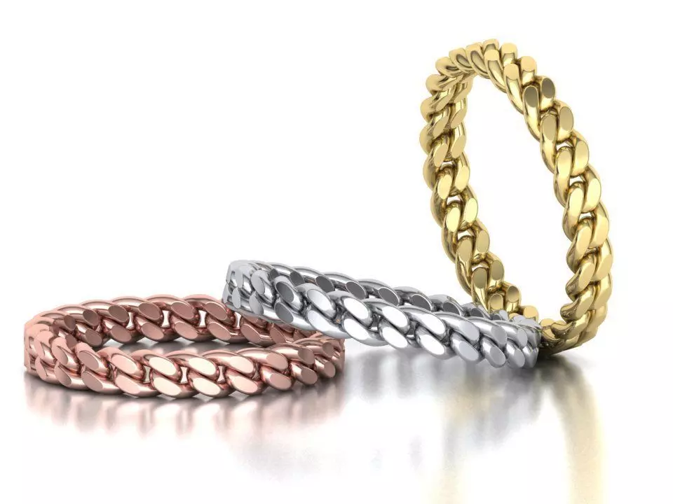 Miami Cuban Link Chain Ring Stackble Ring 3D print model_0