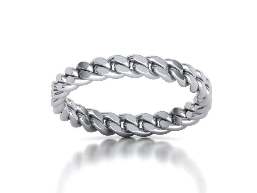 Miami Cuban Link Chain Ring Stackble Ring 3D print model_4