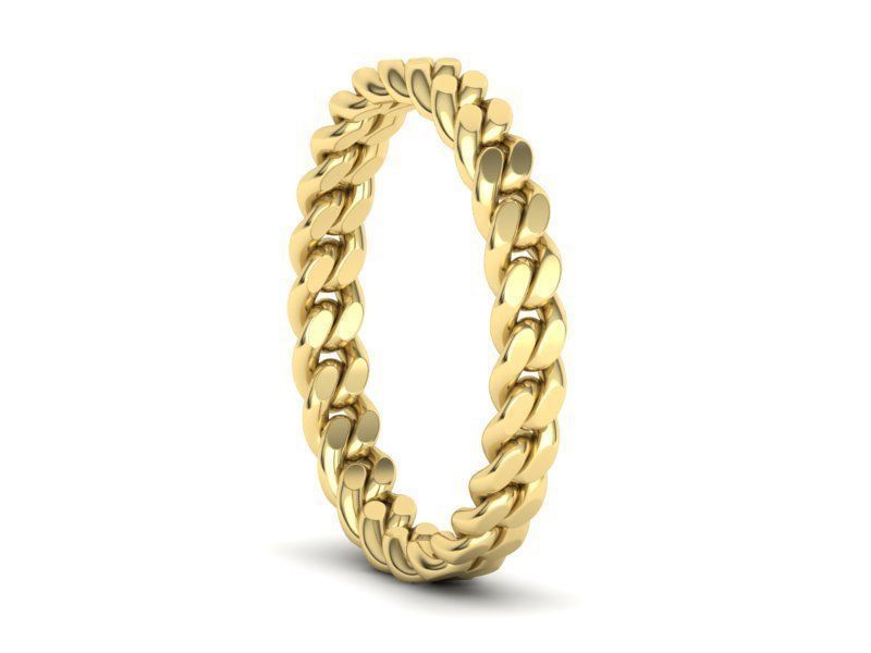 Miami Cuban Link Chain Ring Stackble Ring 3D print model_8
