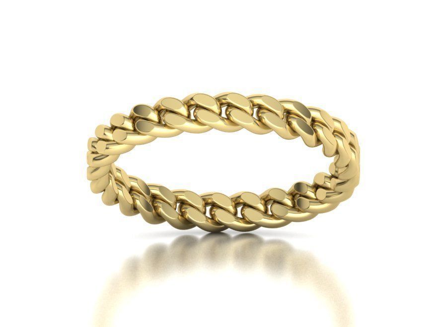 Miami Cuban Link Chain Ring Stackble Ring 3D print model_5