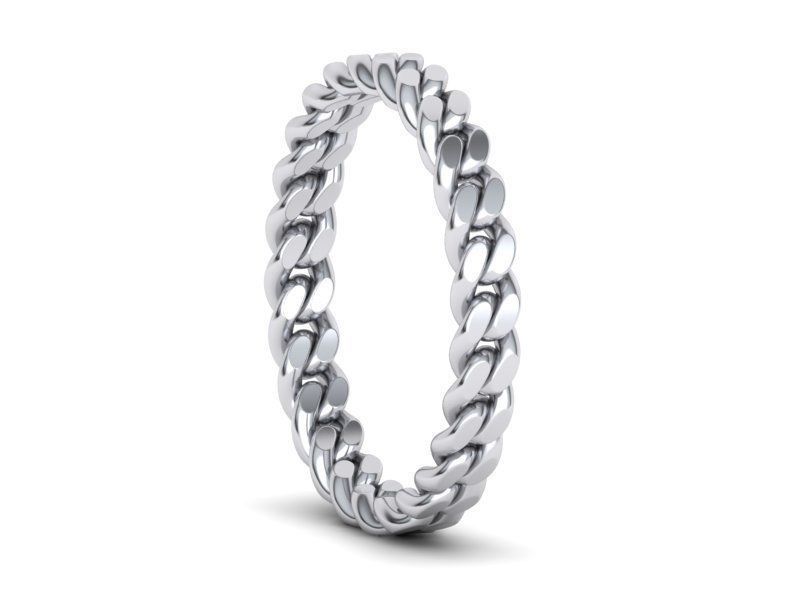 Miami Cuban Link Chain Ring Stackble Ring 3D print model_7