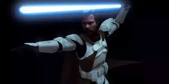Obi Wan With Clone Armor - Rigged