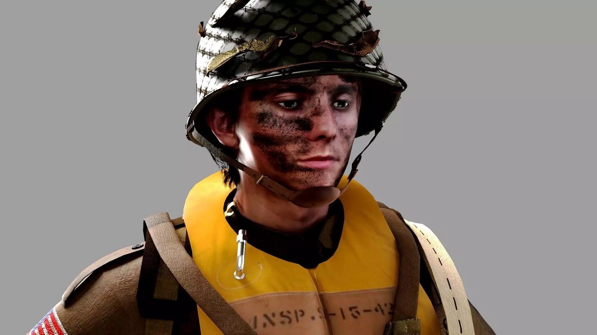 World War 2 US Paratrooper 3D model_0