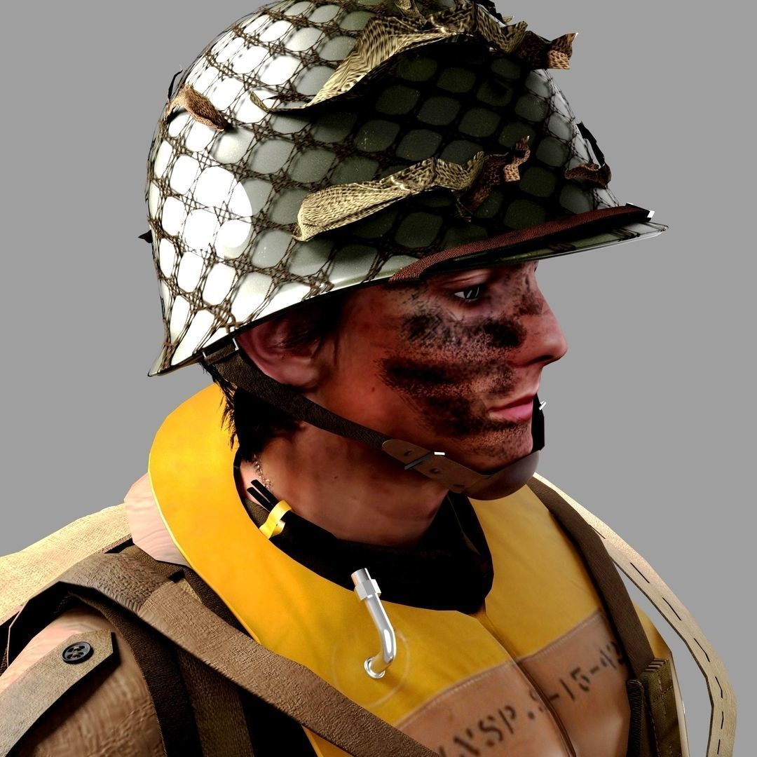 World War 2 US Paratrooper 3D model_3