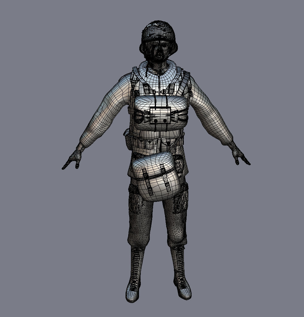 World War 2 US Paratrooper 3D model_17
