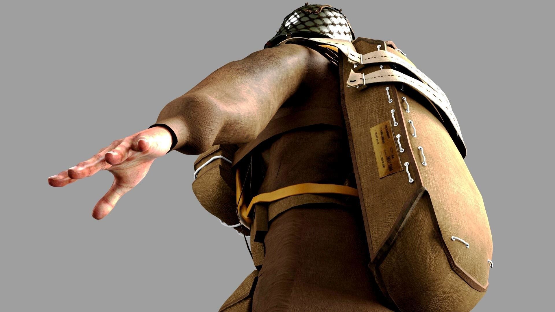 World War 2 US Paratrooper 3D model_10