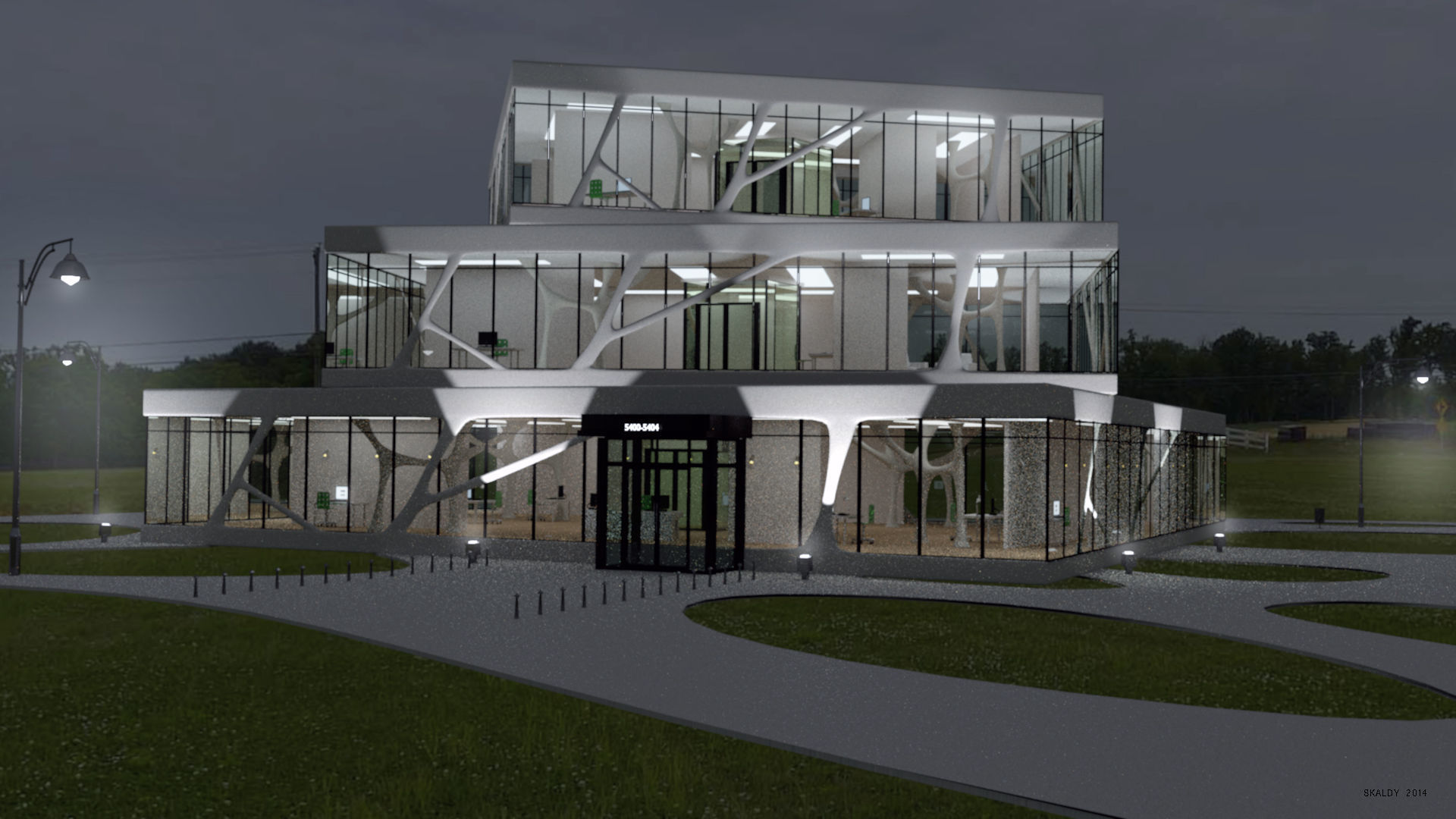 Cubic Building Low-poly 3D model_4